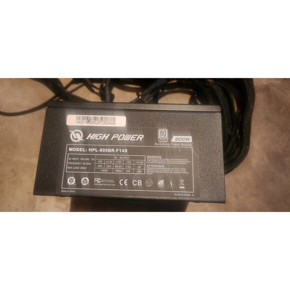 High Power HPL-800BR-F14S ATX 800W Switching Power Supply - Picture 2 of 3